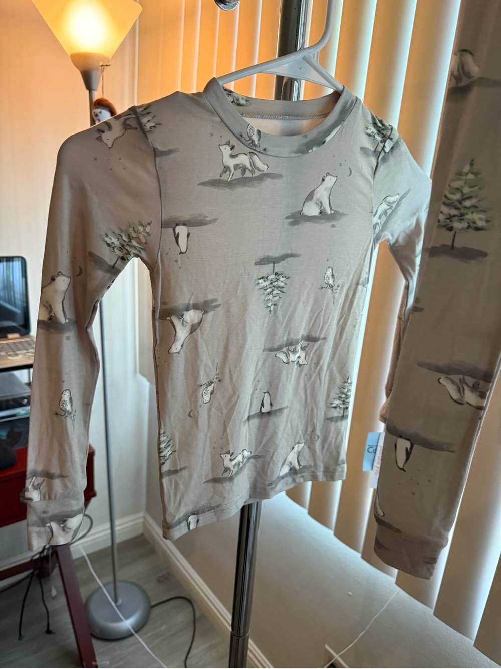 Carter's Light Gray Long-Sleeve Polar Animal Print Tee